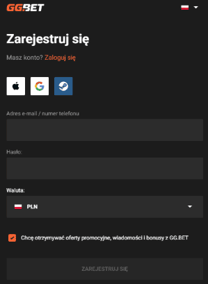 Rejestracji GGBet